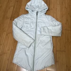 The North Face Girls Reversible Jacket Light Blue Hooded Winter Kidcore Sz 7-8